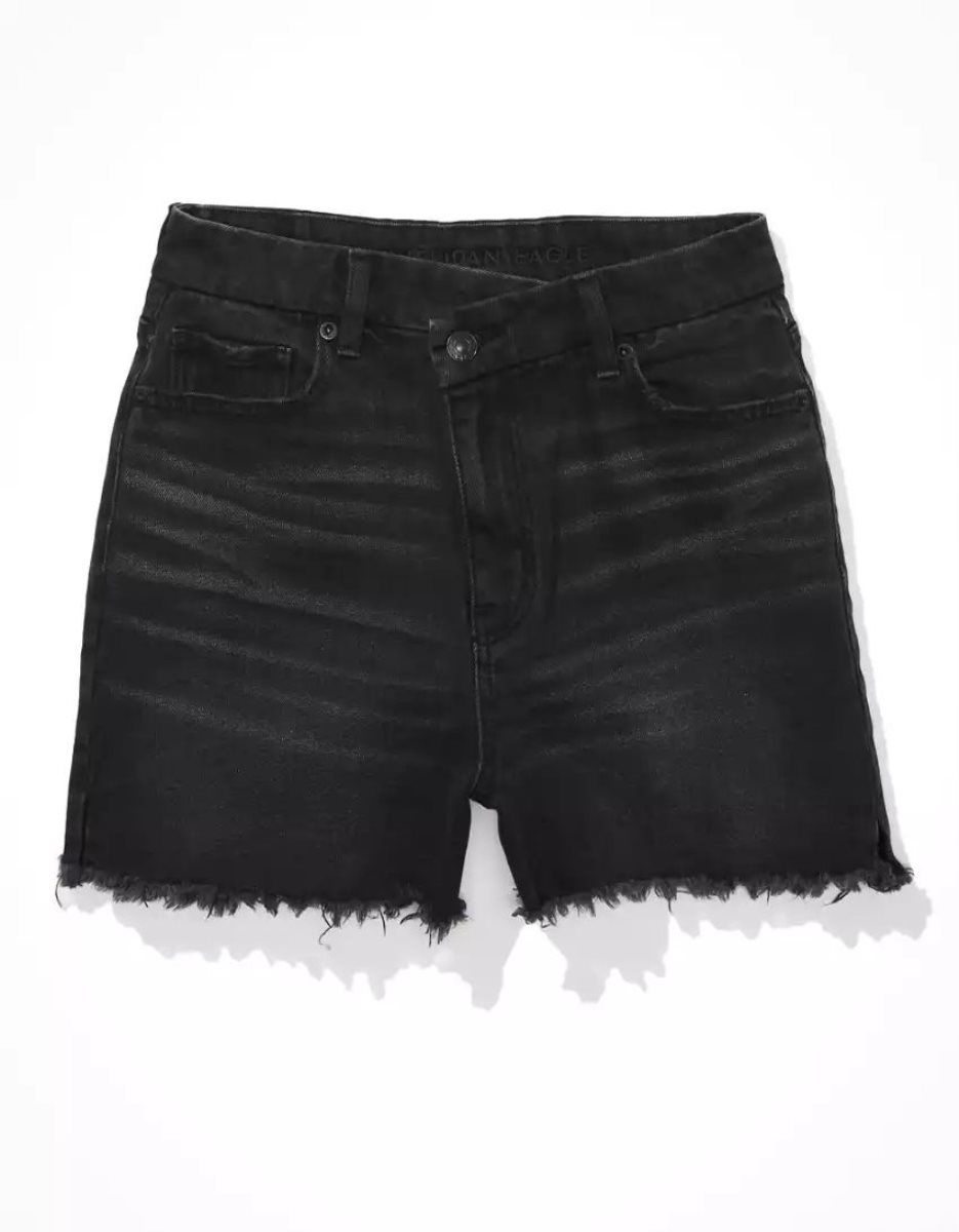 Shorts American Eagle AE Stretch Curvy Denim Mom Noir Femme | AKS-12557099